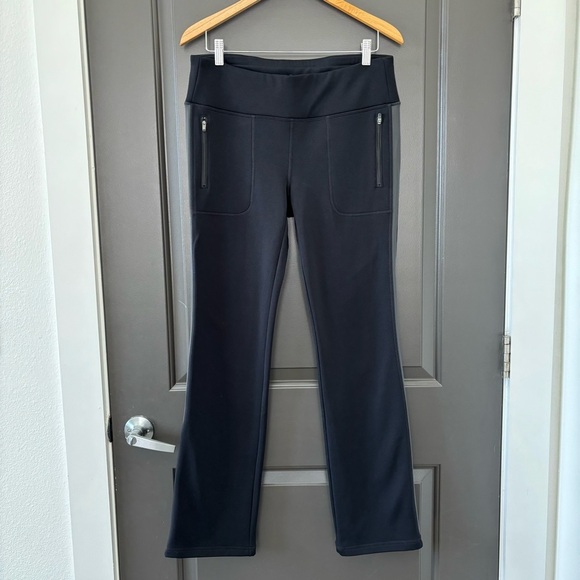 Athleta Street to Summit Pant Black Gray Stripe Lined for Cold Climate Size L - Picture 3 of 9
